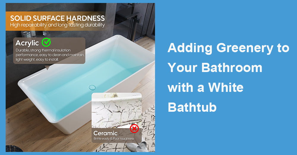Adding Greenery to Your Bathroom with a White Bathtub