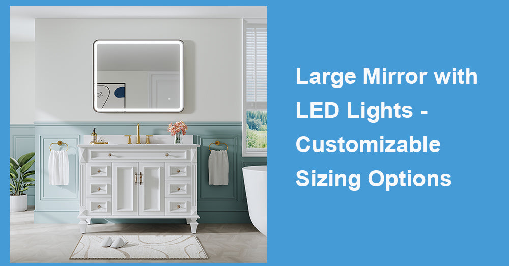 Large Mirror with LED Lights - Customizable Sizing Options