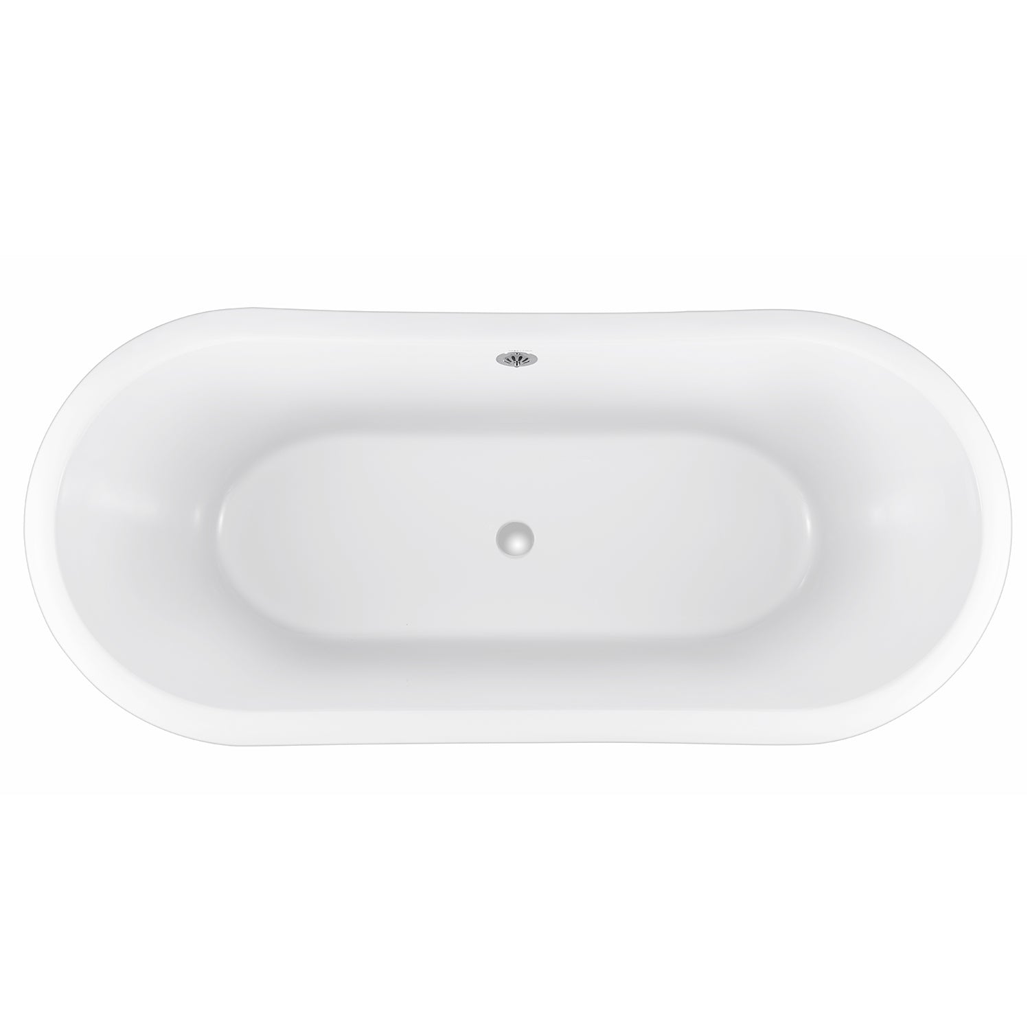 66″ Gloss Acrylic Oval Freestanding Soaking Clawfoot Bathtub