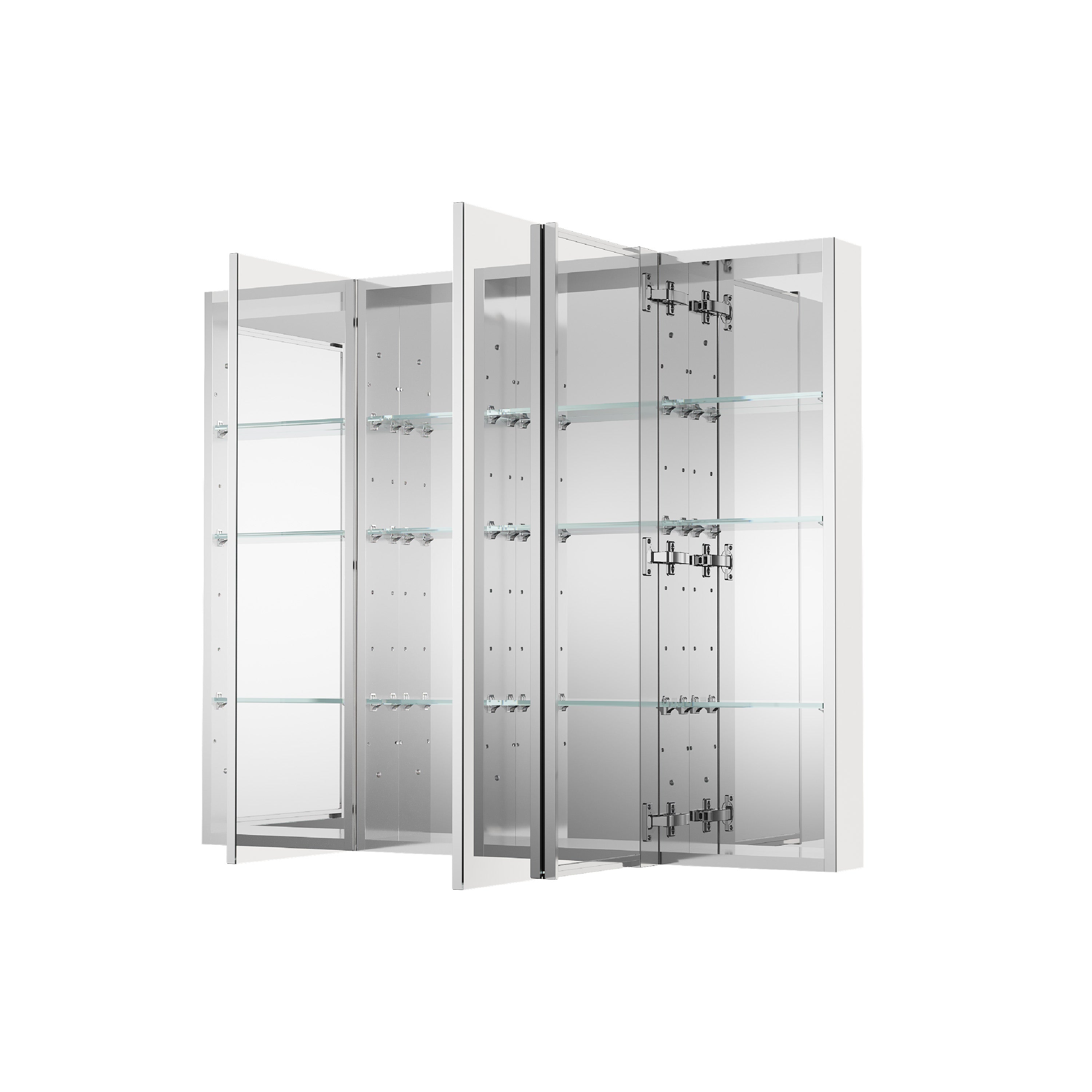 44 in. ×36 in. Copper-Free Tri-Views Mirror Medicine Cabinet with Adjustable Shelves and 3 Doors