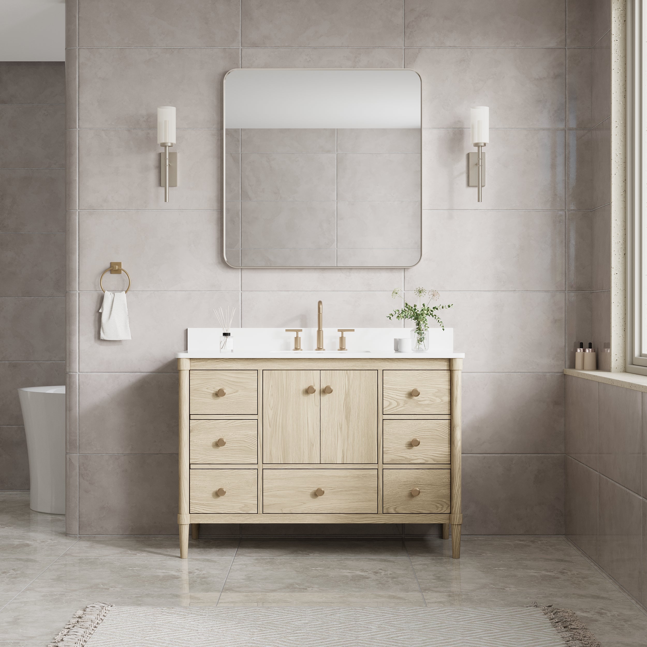 36-in W x 36-in H Brushed Nickel Rectangular Framed Bathroom Vanity Mirror