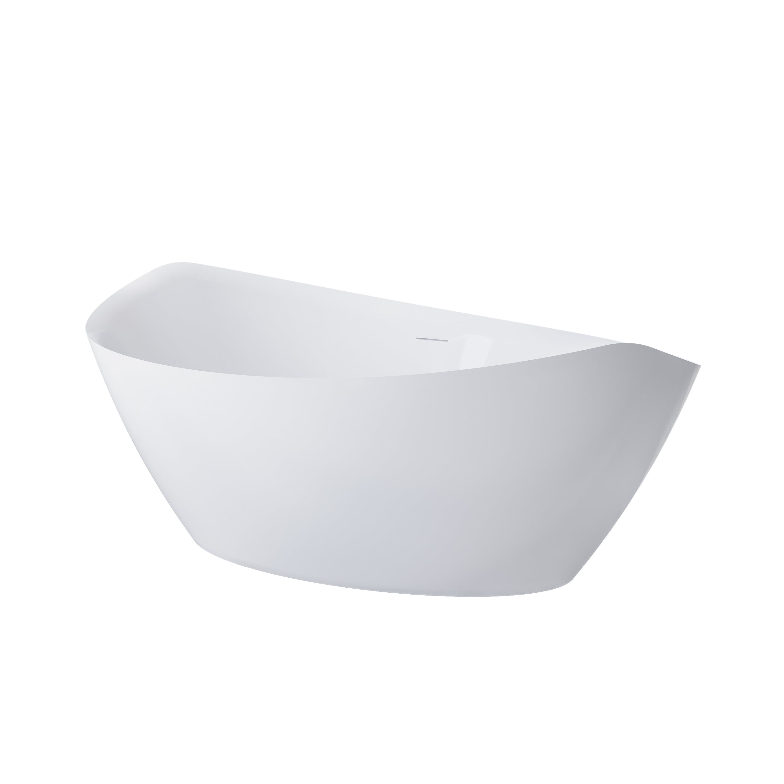 70" Freestanding Glossy White Acrylic Bathtub with Overflow and Drain