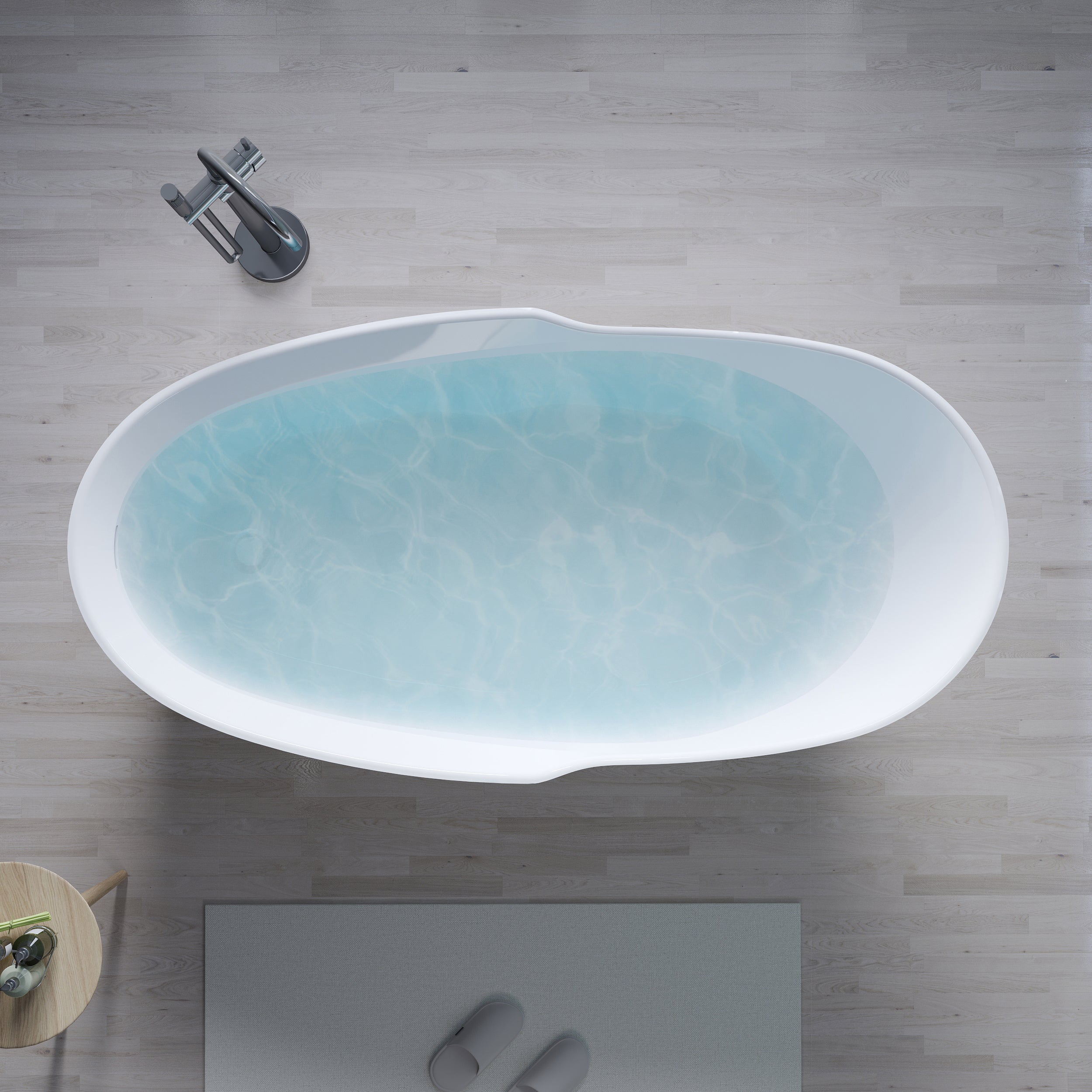 66" Freestanding Acrylic Bathtub Glossy White with Overflow and Drainage