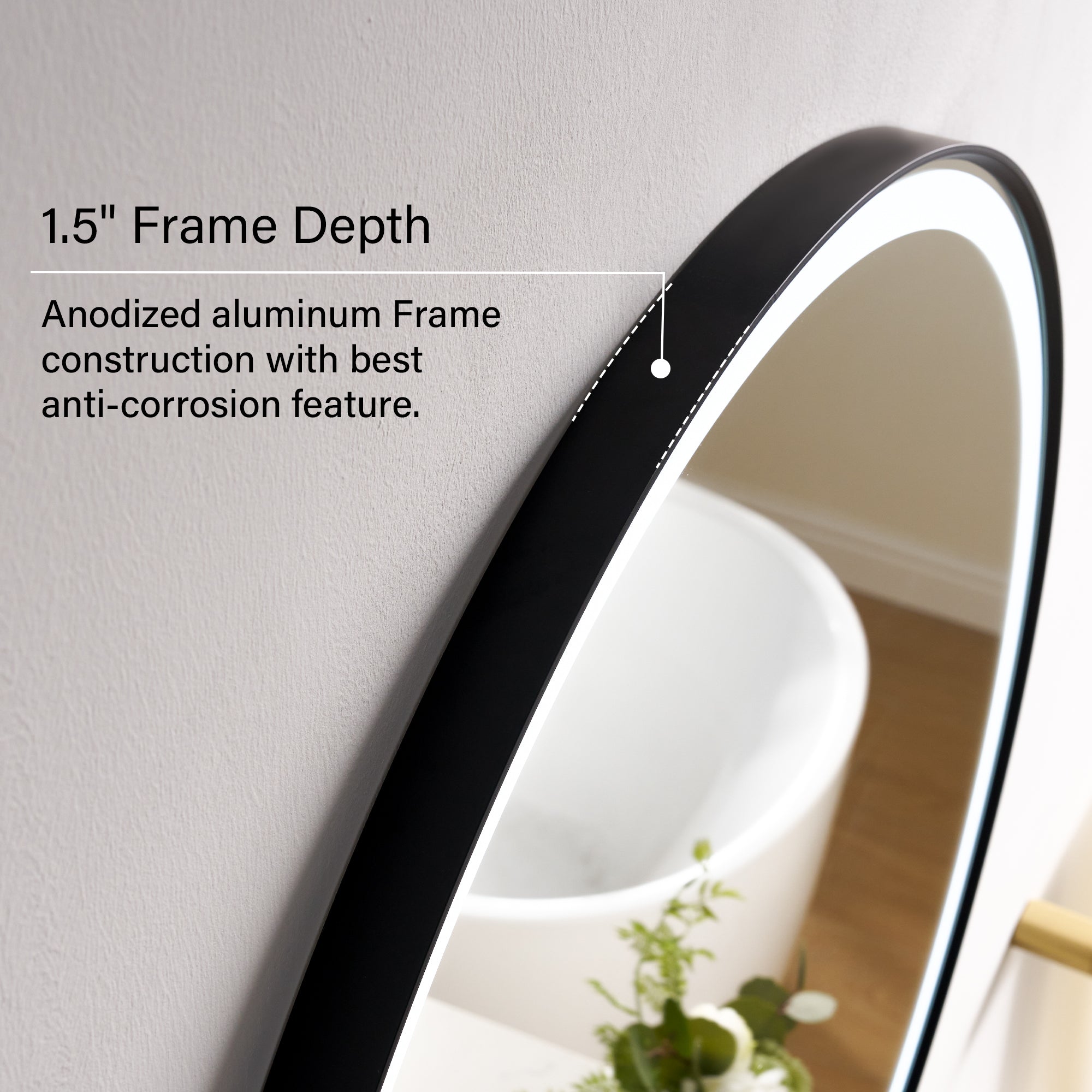 28 in. W x 28 in. H Framed Round LED Light Bathroom Vanity Mirror in Matte Black