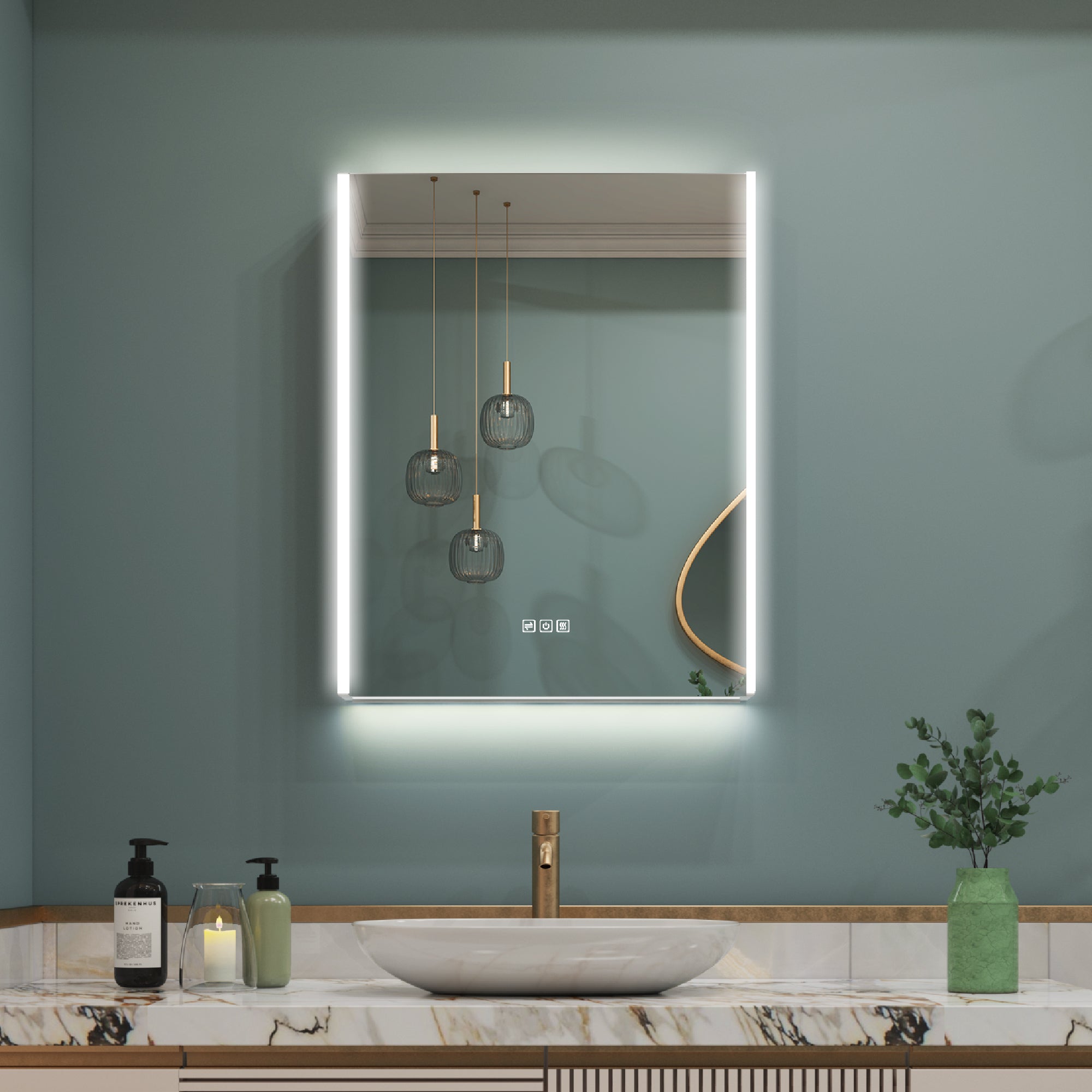 24 in. x 30 in. Lighted LED Fog Free Surface Mount Silver Mirrored Soft Close Left Medicine Cabinet
