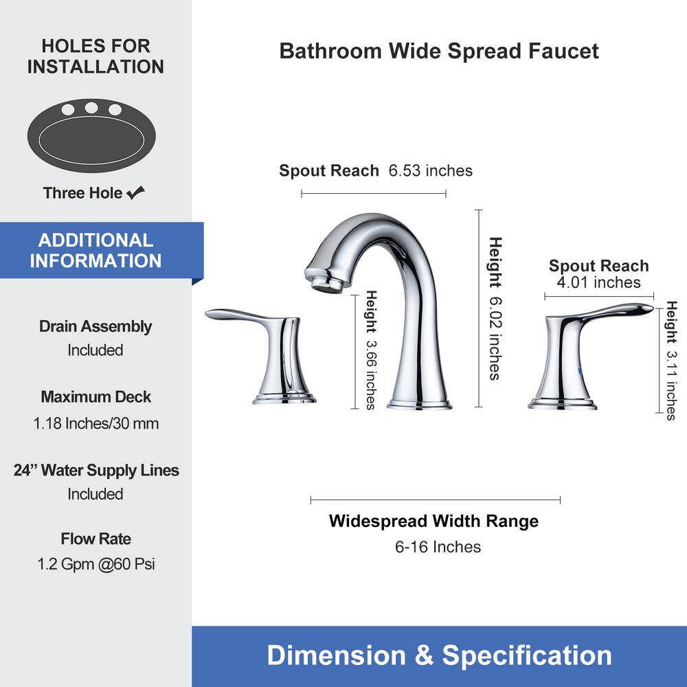 2-Handle Chrome Bathroom Sink Faucet with Drain Assembly
