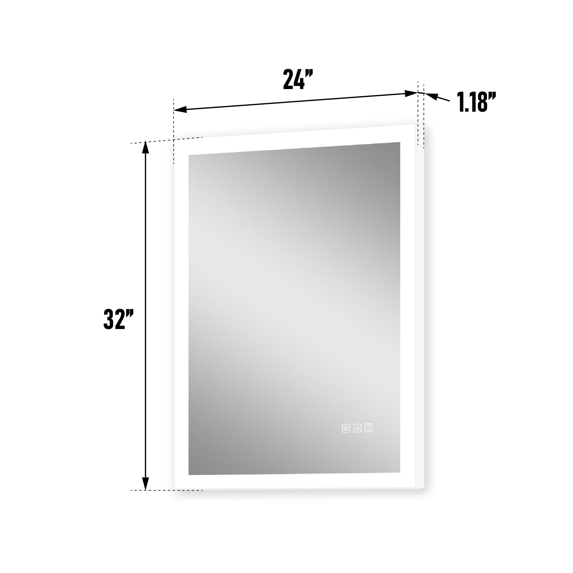 24 in. W x 32 in. H LED Light Mirror Rectangular Fog Free Frameless Bathroom Vanity Mirror