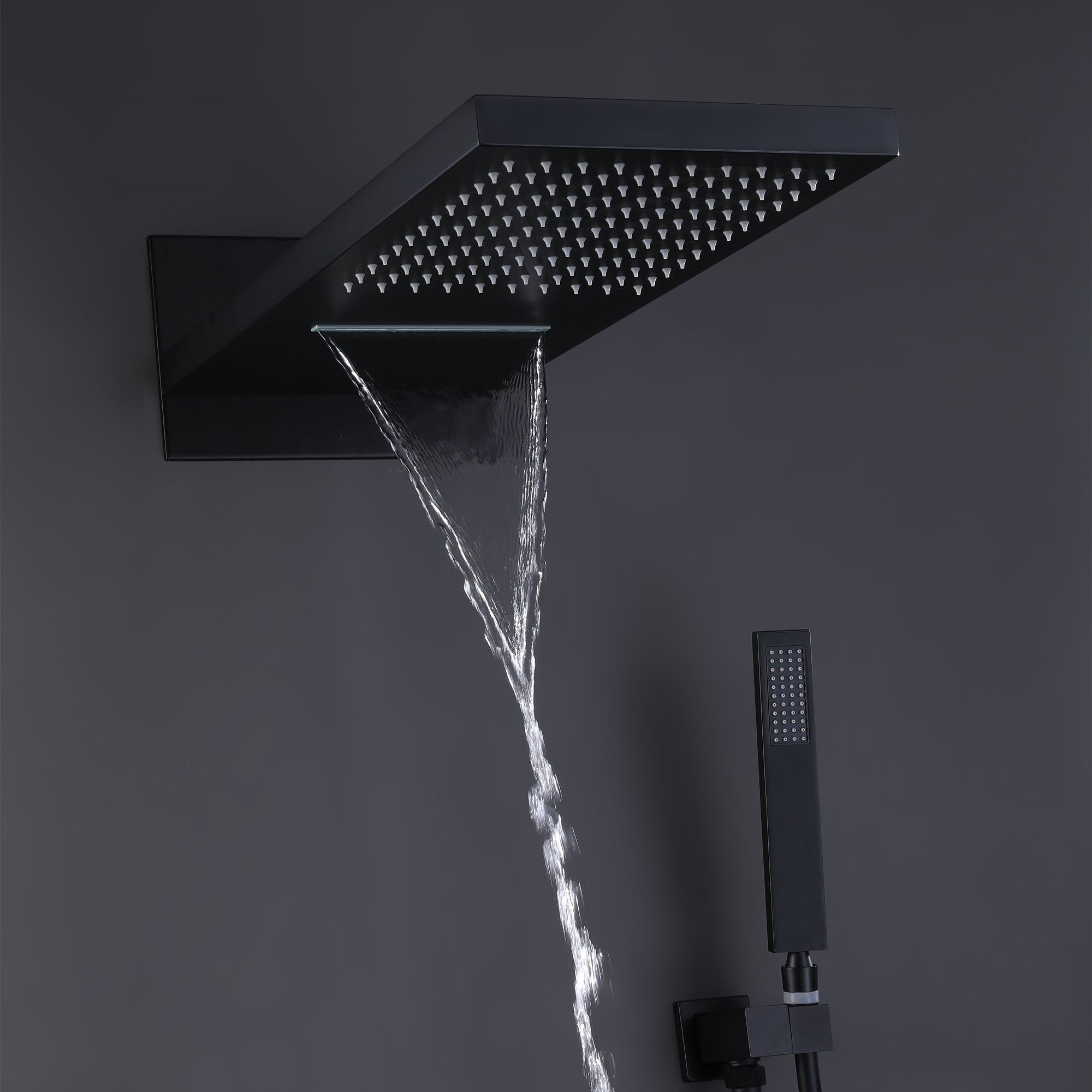 Wall Mounted Bathroom Luxury Rainfall Mixer Shower System with Tub Spout Combo Set