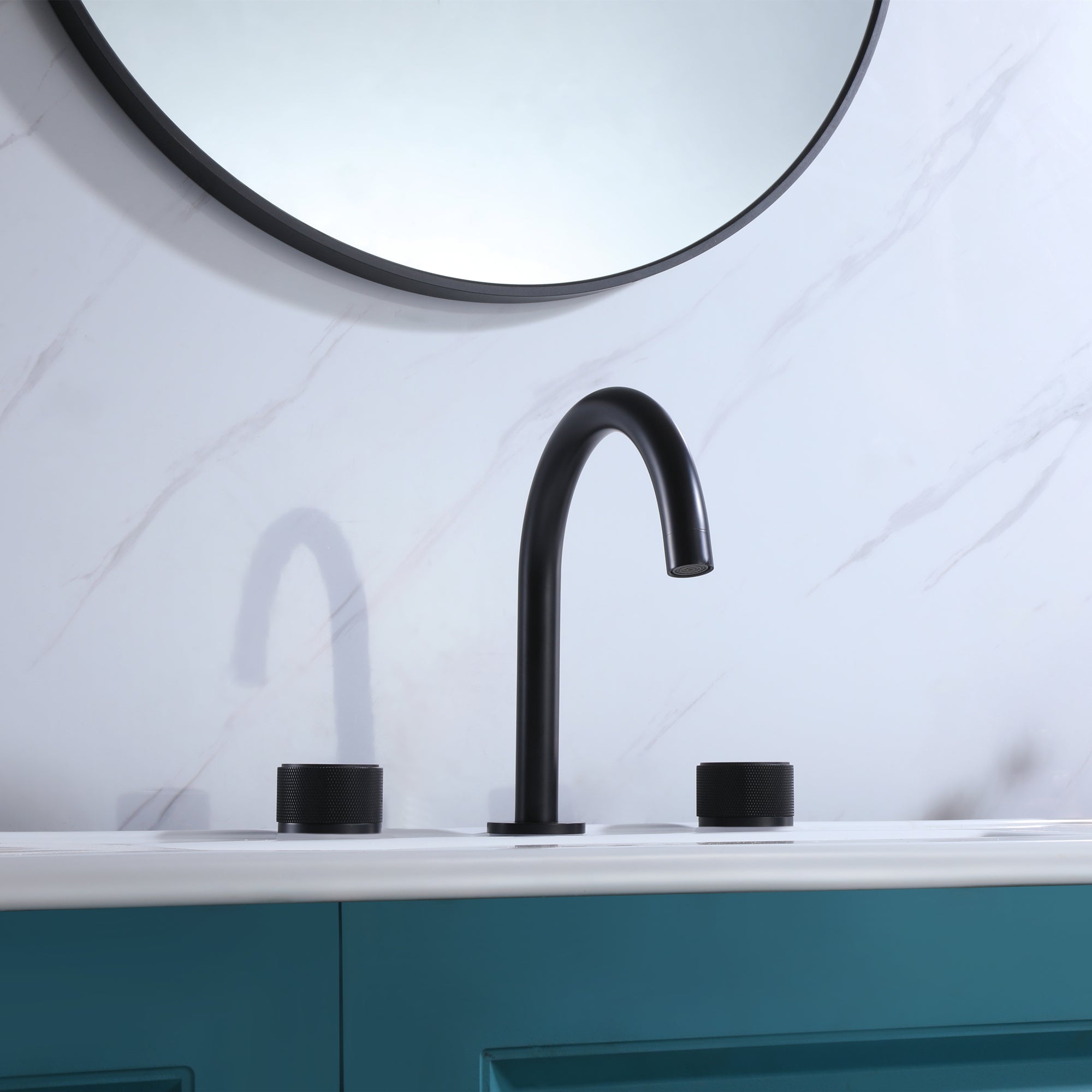 3 Holes 8 in. Widespread Black Bathroom Faucet Two Handles Basin Sink Mixer Tap