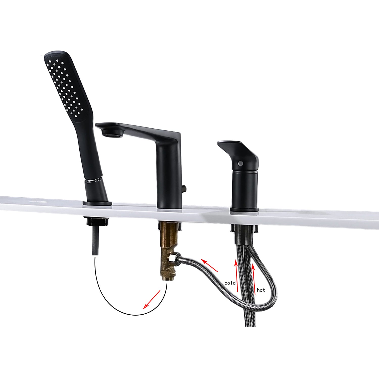 Deck Mounted Bathtub Faucet With Hand Shower Tub Filler with Handheld Spray