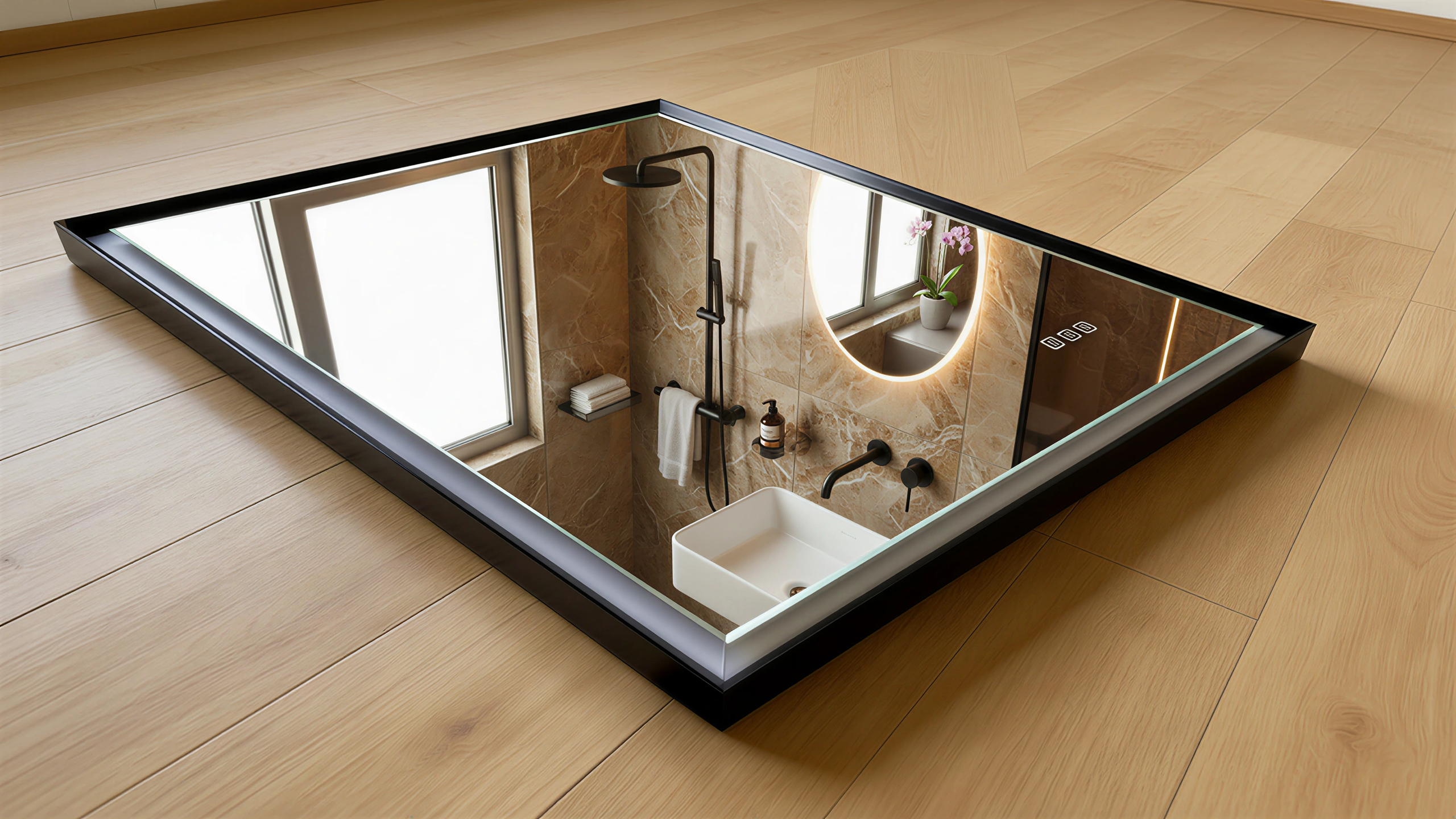 30 in. W x 36 in. Aluminum Framed LED Bathroom Mirror - Anti-Fog, Dimmable, Smart Memory, Matte Black