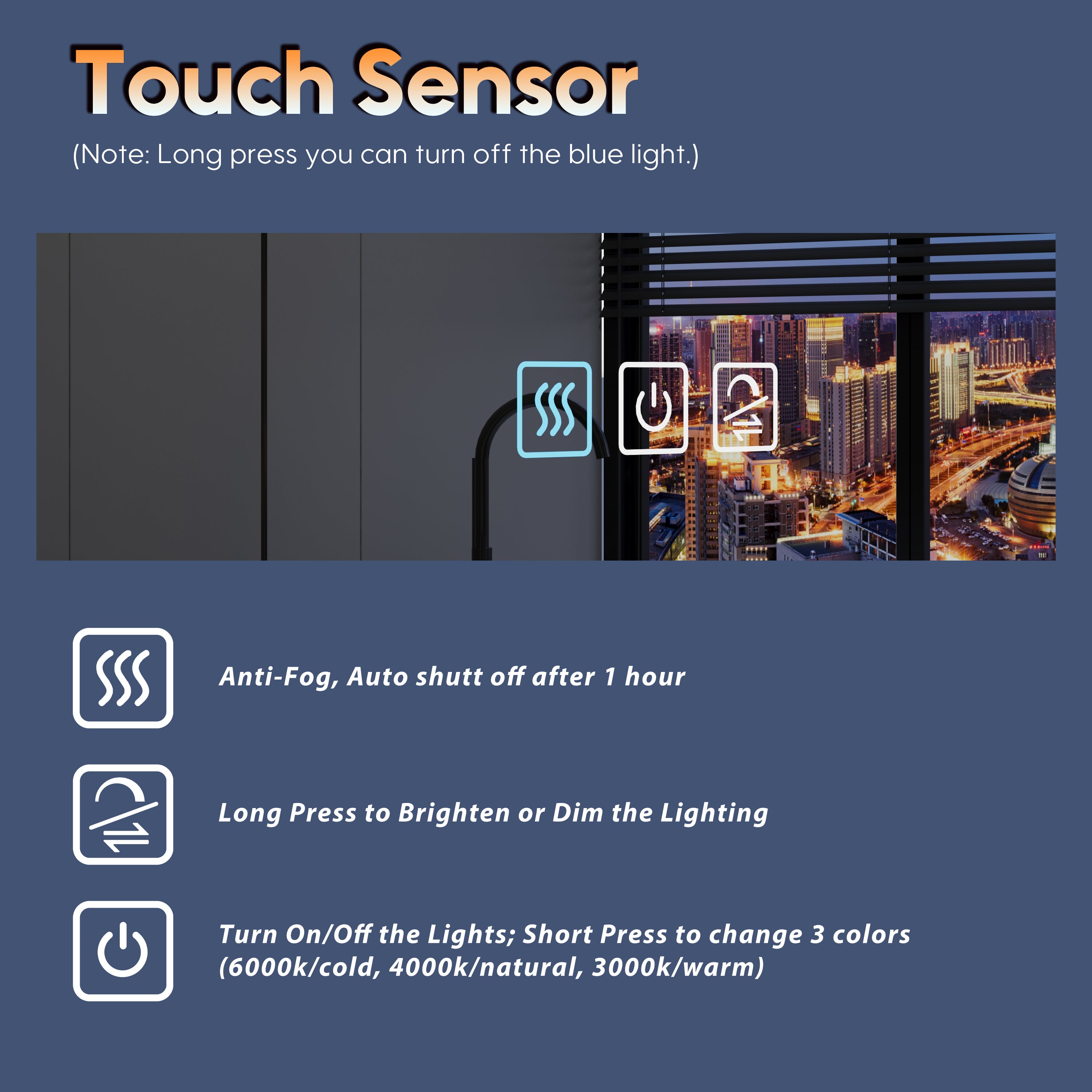 55 in. W x 32 in. H Rectangular Frameless Anti-Fog LED Light Dimmable Bathroom Vanity Mirror in Aluminum