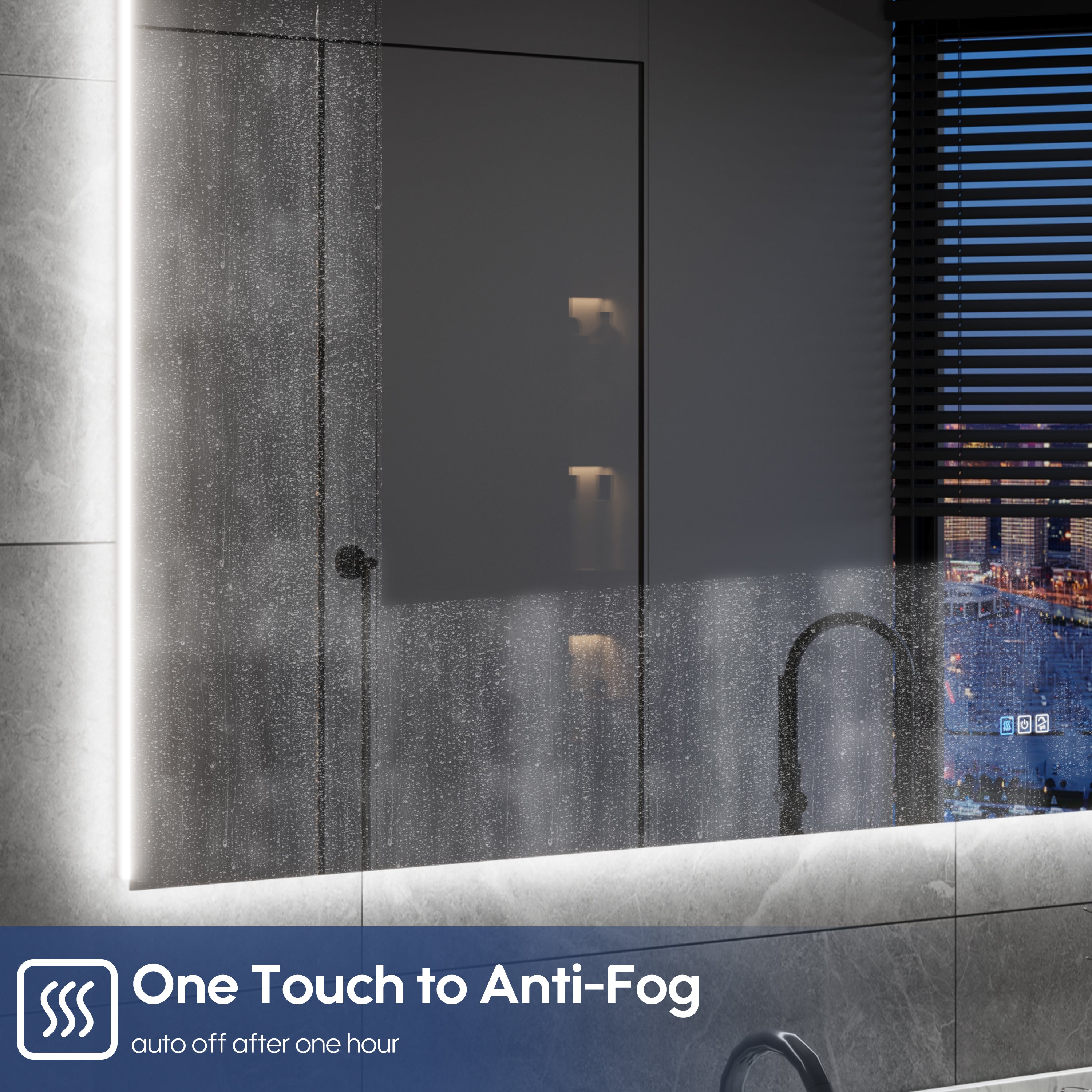 55 in. W x 32 in. H Rectangular Frameless Anti-Fog LED Light Dimmable Bathroom Vanity Mirror in Aluminum