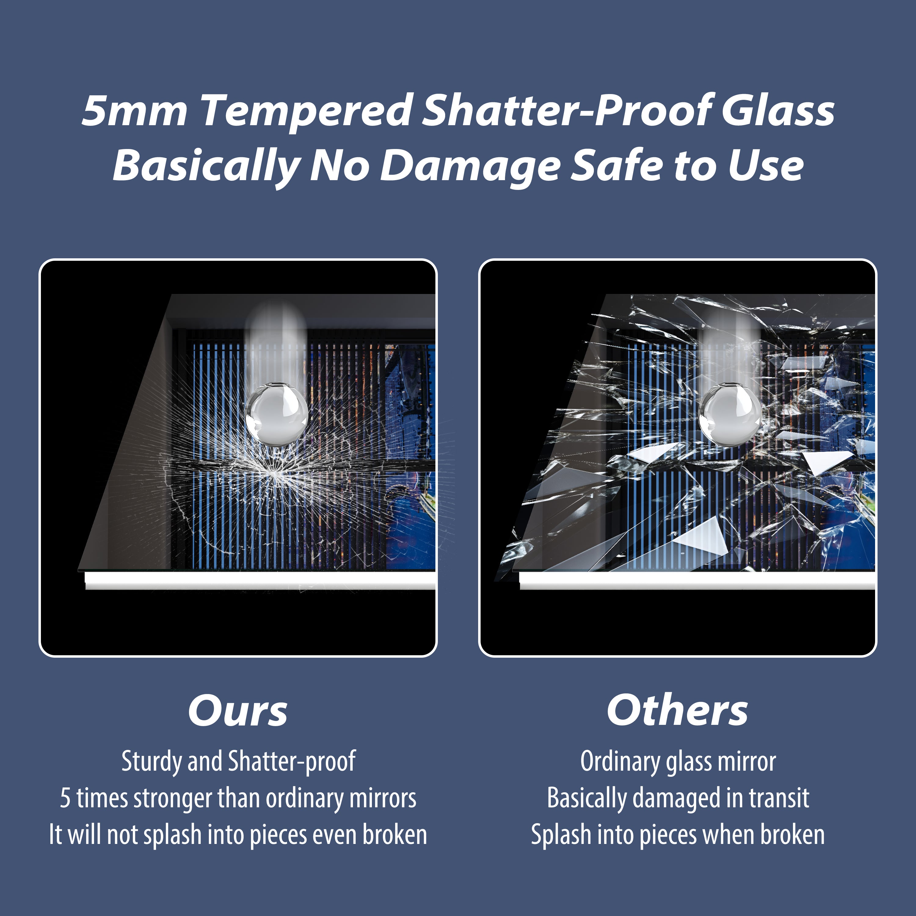 55 in. W x 32 in. H Rectangular Frameless Anti-Fog LED Light Dimmable Bathroom Vanity Mirror in Aluminum