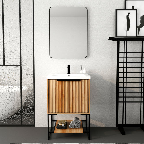 24" Freestanding Bathroom Vanity With Resin Basin