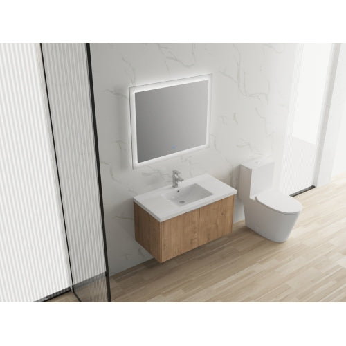 36" Modern Design Float Mounting Bathroom Vanity With Sink Soft Close Door