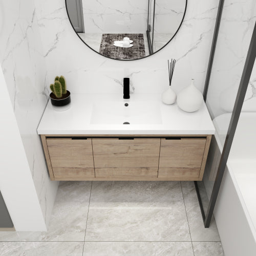 48 Inch Bathroom Cabinet With Sink,Soft Close Doors and Drawer,Float Mounting Design