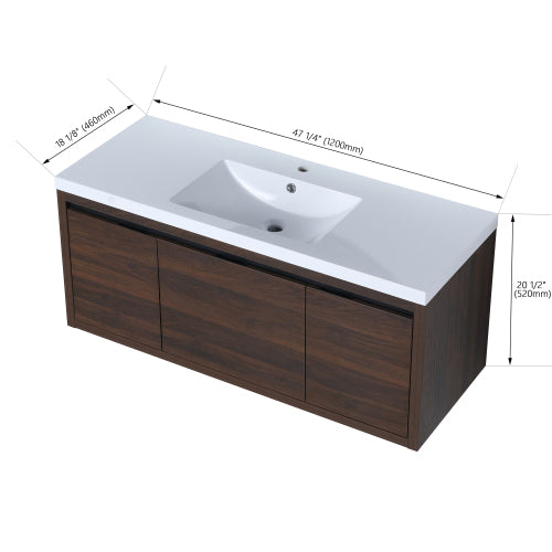 48" Bathroom Cabinet With Sink,Soft Close Doors and Drawer,Float Mounting Design