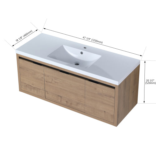 48 Inch Bathroom Cabinet With Sink,Soft Close Doors and Drawer,Float Mounting Design