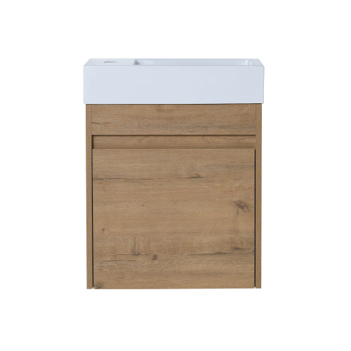 18" Floating Wall-Mounted Bathroom Vanity with White Resin Sink & Soft-Close Cabinet Door