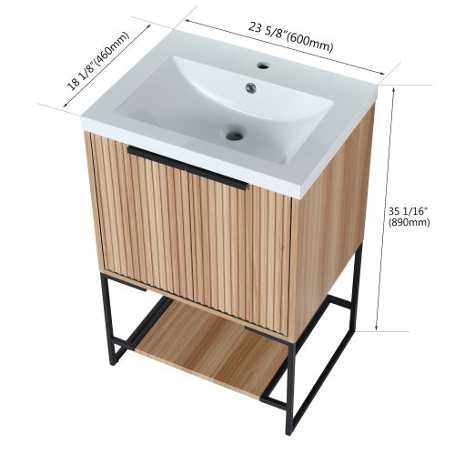 24" Freestanding Bathroom Vanity With Resin Basin