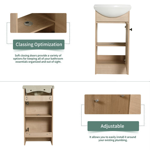 18" Freestanding Bathroom Vanity, Small Bathroom Vanity With Sink, Bathroom Vanity and Sink Combo