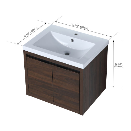 24" Bathroom Cabinet With Sink,Soft Close Doors,Float Mounting Design For Small Bathroom