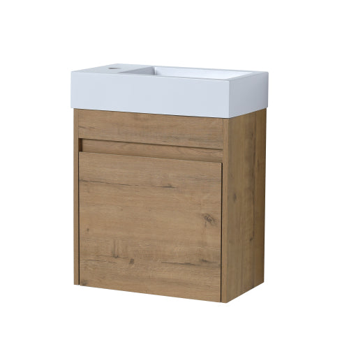 18" Floating Wall-Mounted Bathroom Vanity with White Resin Sink & Soft-Close Cabinet Door
