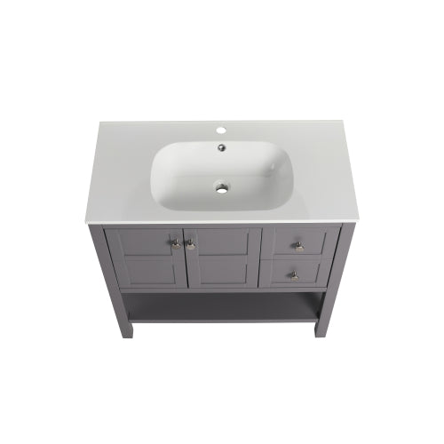 36" Bathroom Vanity With Soft Close Drawers and Gel Basin