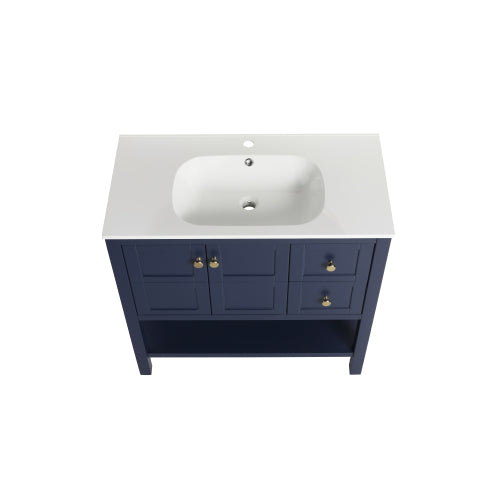36" Bathroom Vanity With Soft Close Drawers and Gel Basin