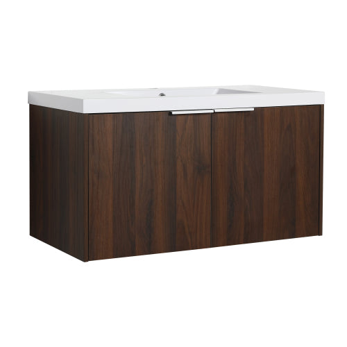 36" Modern Design Float Mounting Bathroom Vanity With Sink Soft Close Door