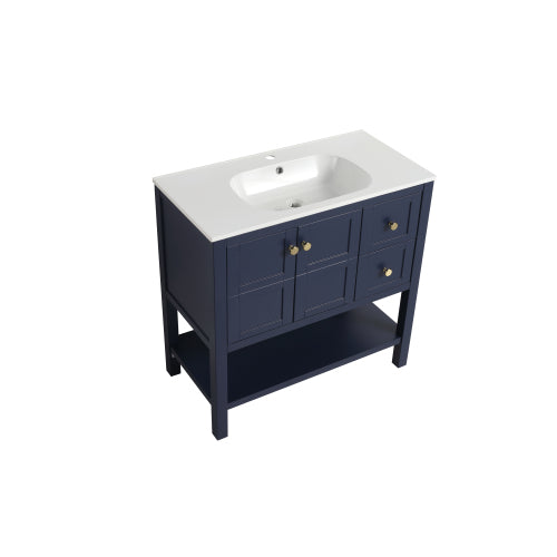 36" Bathroom Vanity With Soft Close Drawers and Gel Basin
