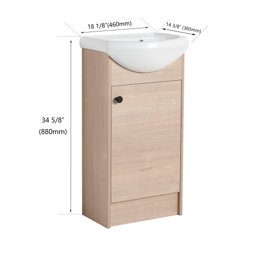18" Freestanding Bathroom Vanity, Small Bathroom Vanity With Sink, Bathroom Vanity and Sink Combo