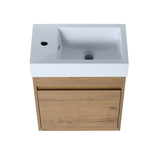 18" Floating Wall-Mounted Bathroom Vanity with White Resin Sink & Soft-Close Cabinet Door