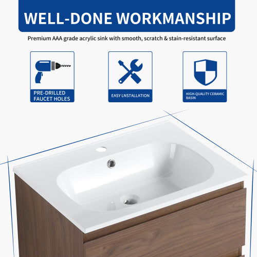 24 Inch Bathroom Vanity With Gel Basin Top