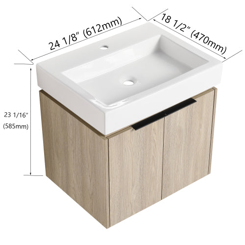 24" Bathroom Vanity With Ceramic Basin