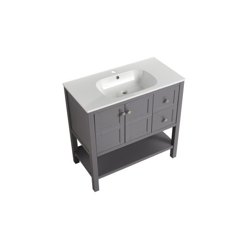 36" Bathroom Vanity With Soft Close Drawers and Gel Basin