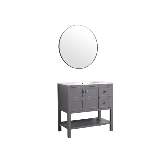 36" Bathroom Vanity With Soft Close Drawers and Gel Basin