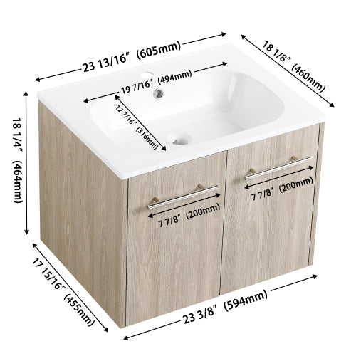 24" Wall Mounted Bathroom Vanity