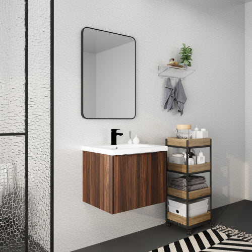 24" Bathroom Cabinet With Sink,Soft Close Doors,Float Mounting Design For Small Bathroom