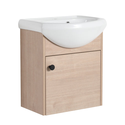 18" Small Size Bathroom Vanity With Ceramic Sink,Wall Mounting Design