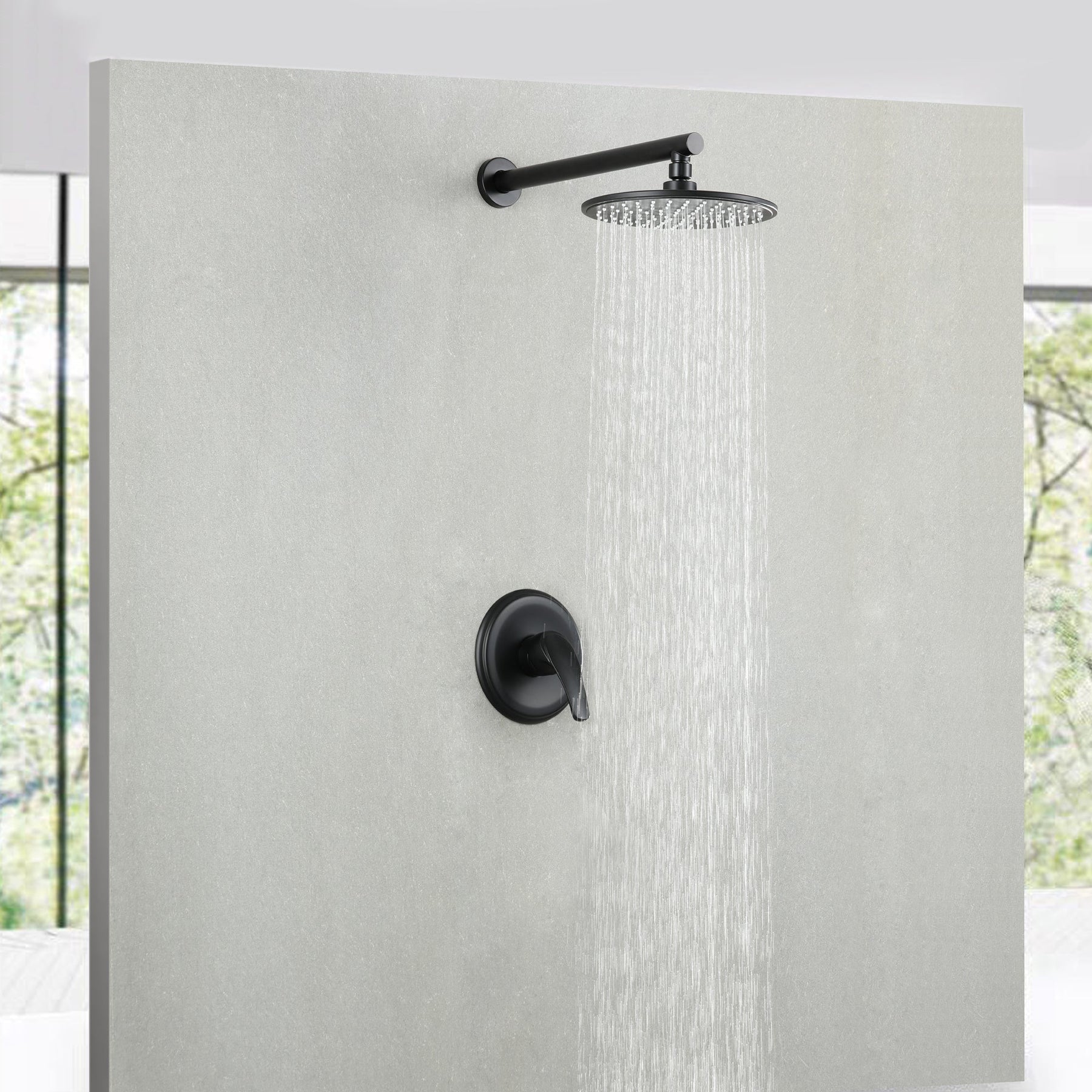 8 inch/ 9 inch 1-Spray Patterns with 2.1 GPM Wall Mount Fixed Shower Head with Valve Included