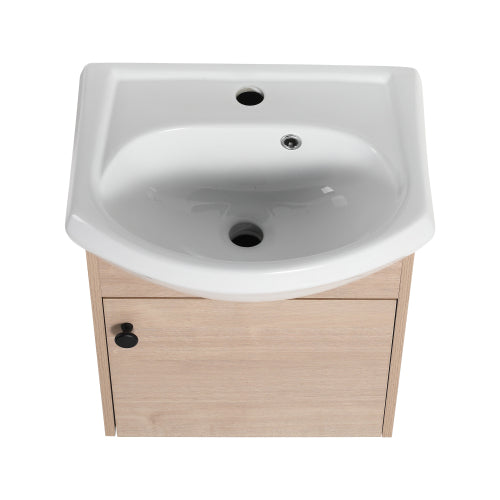 18" Small Size Bathroom Vanity With Ceramic Sink,Wall Mounting Design
