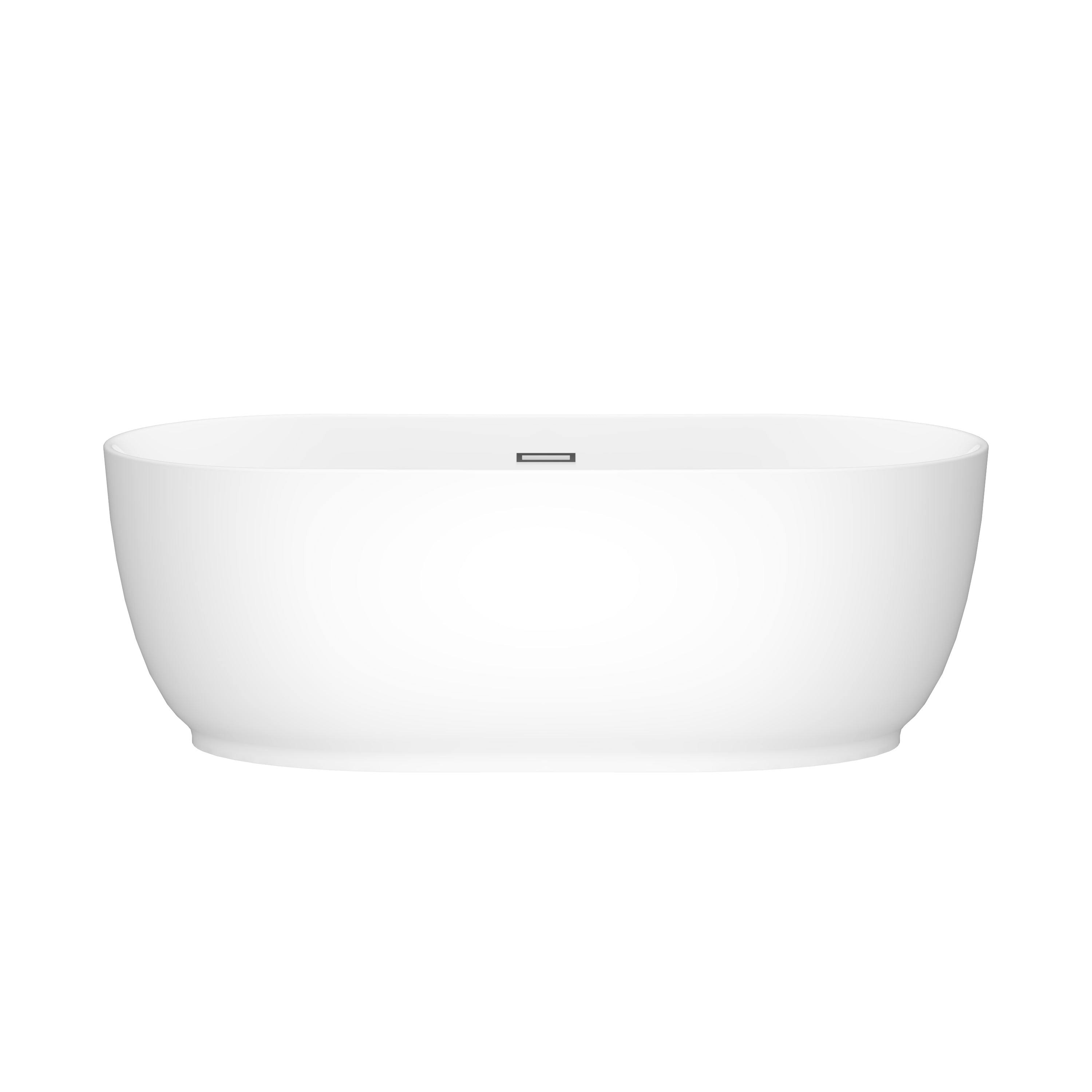 67" Acrylic Freestanding Soaking Bathtub in White with Overflow and Drain