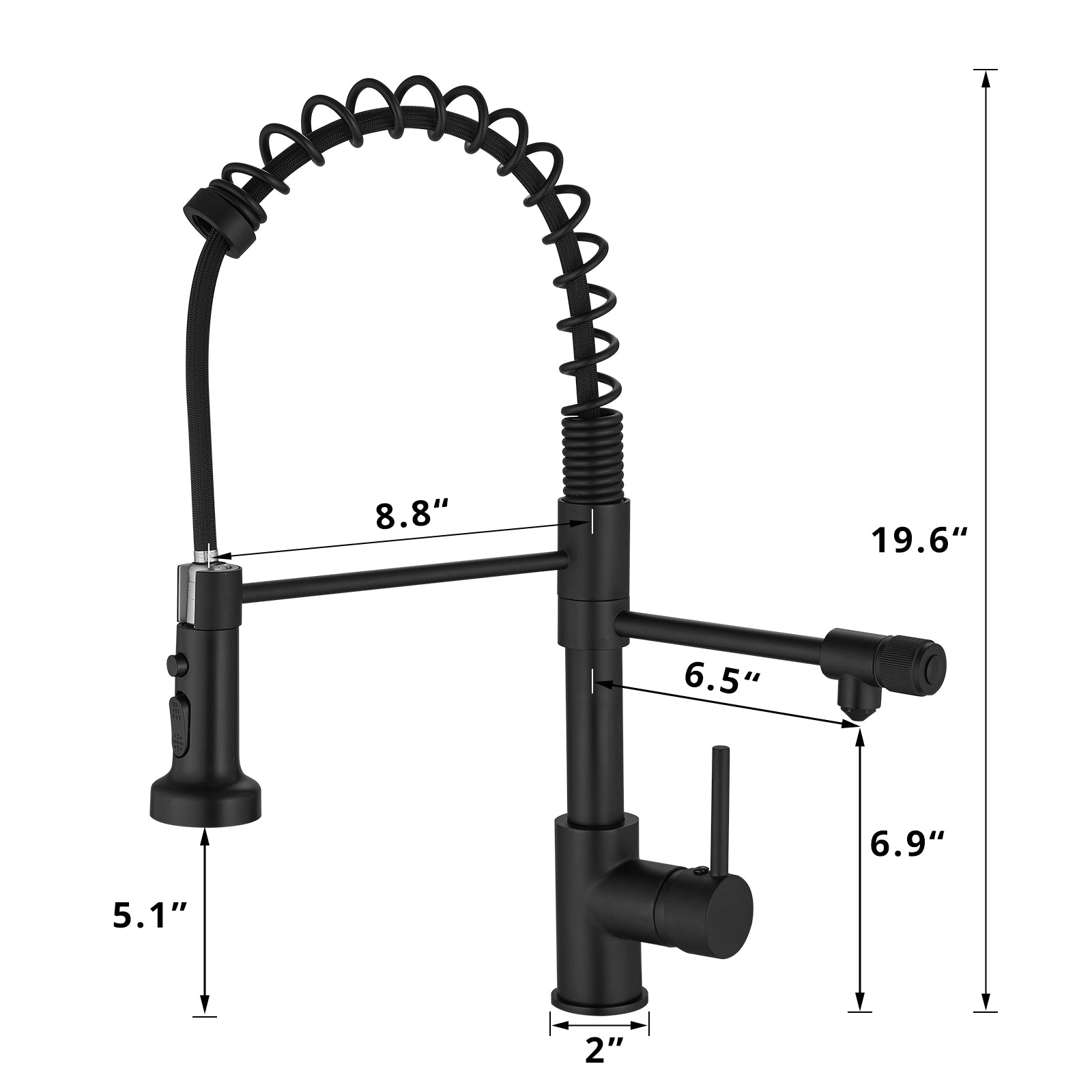 Single Handle Gooseneck Pull Down Sprayer Kitchen Faucet with Purified Water Faucet