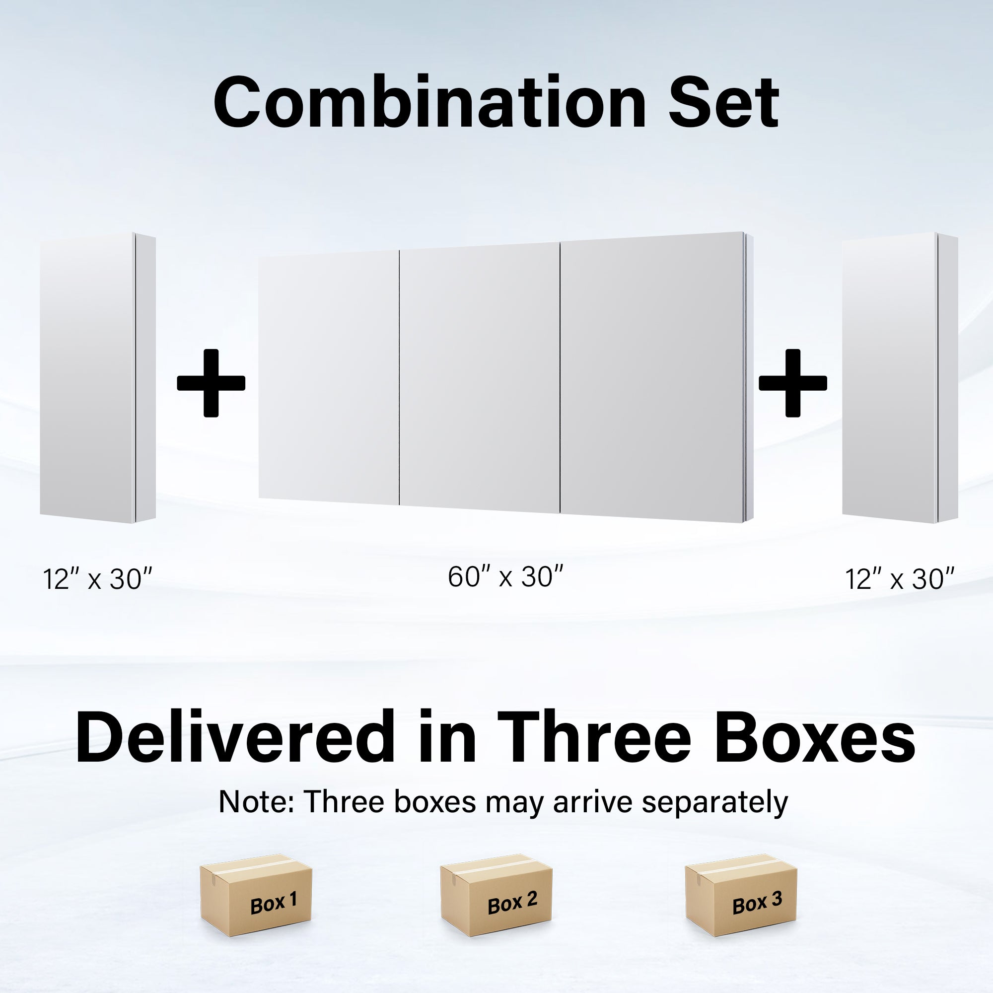 84 in. ×30 in. Copper-Free Tri-Views Mirror Medicine Cabinet with Adjustable Shelves and 5 Doors