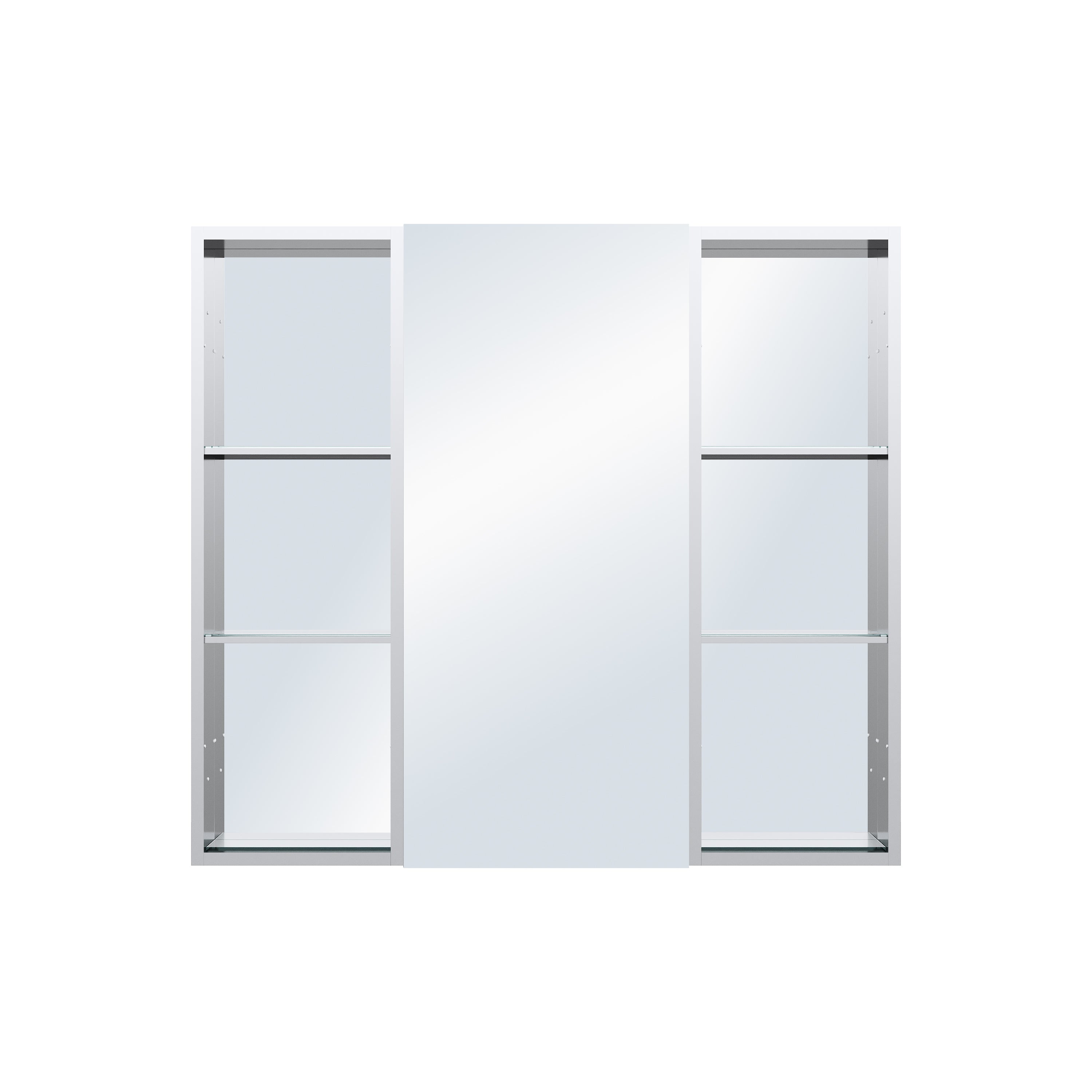 40 in. ×36 in. Bathroom Medicine Cabinet Set with Copper-Free Tri-View Mirror and Open Side Cabinet, Recessed or Surface Mount