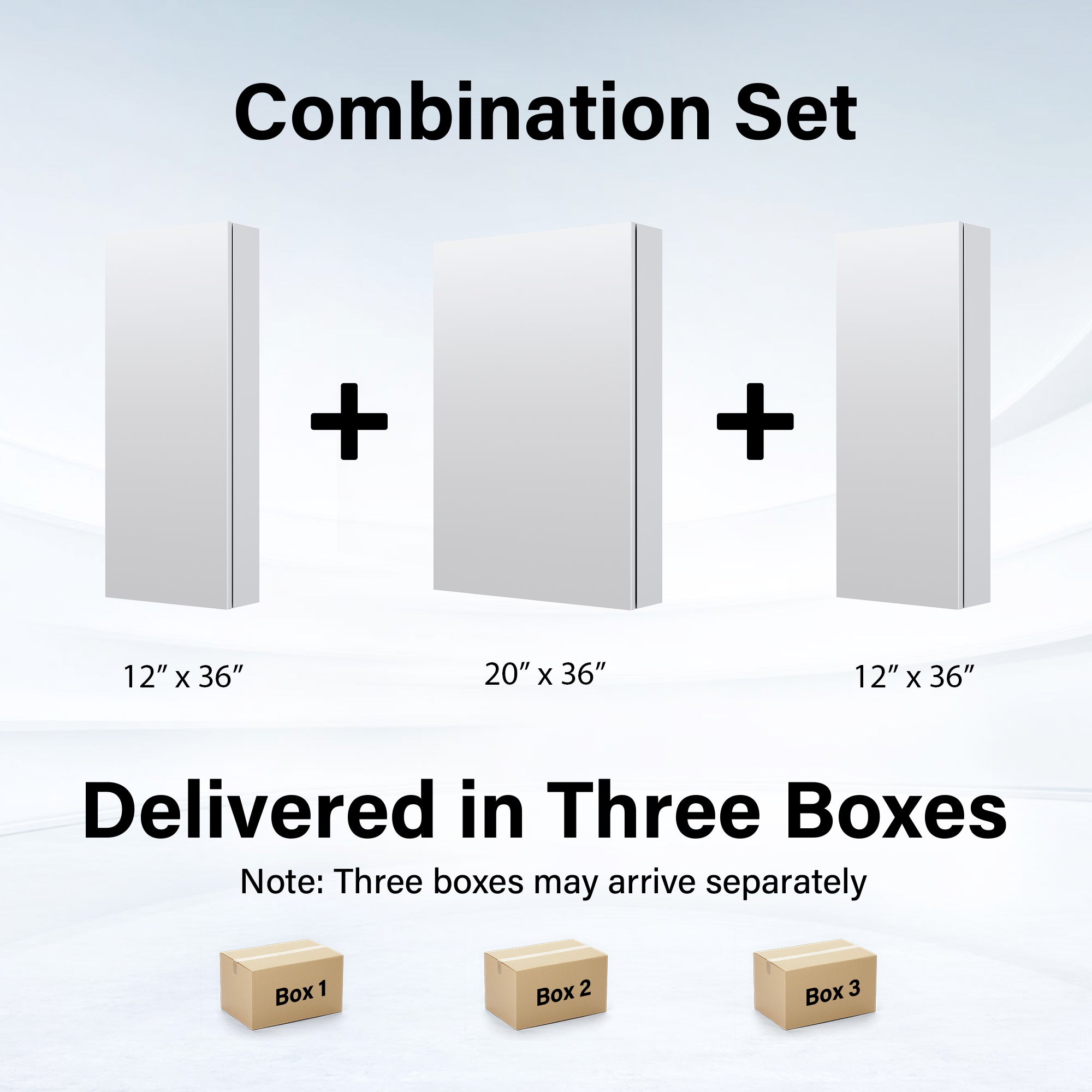 44 in. ×36 in. Copper-Free Tri-Views Mirror Medicine Cabinet with Adjustable Shelves and 3 Doors