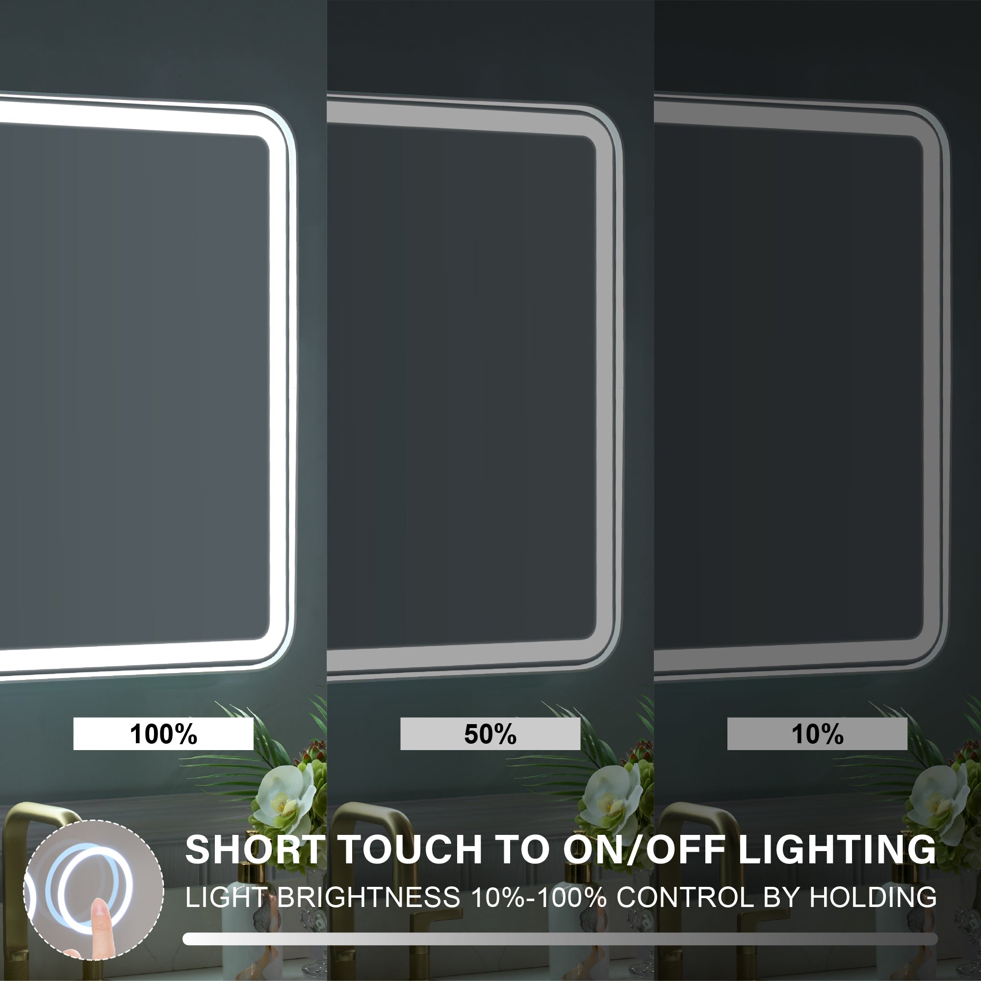 28 in. W x 36 in. H Framed LED Light Bathroom Vanity Mirror - Round Corners in White