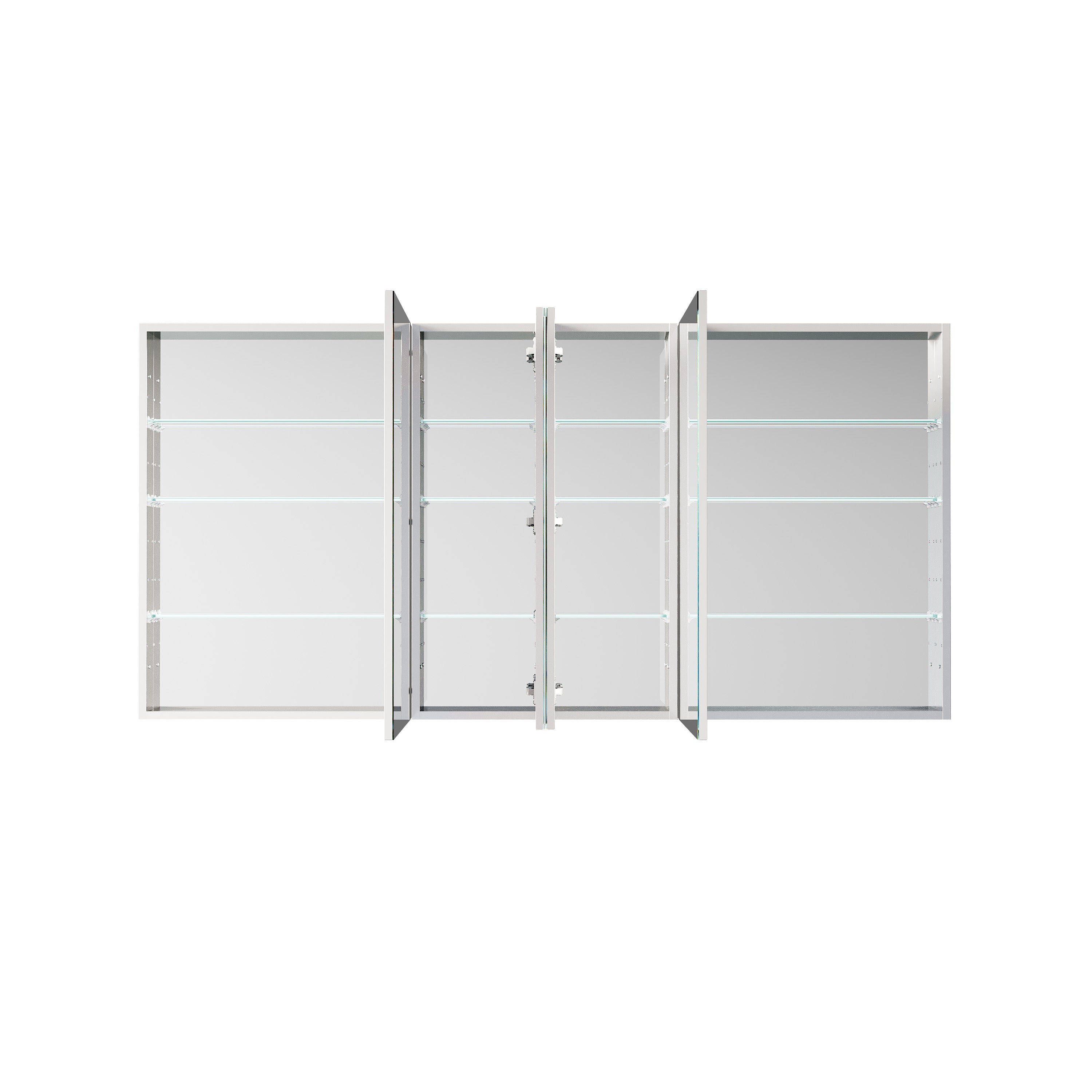 72 in. ×36 in. Copper-Free Tri-Views Mirror Medicine Cabinet with 12 Adjustable Shelves and 4 Swing Doors